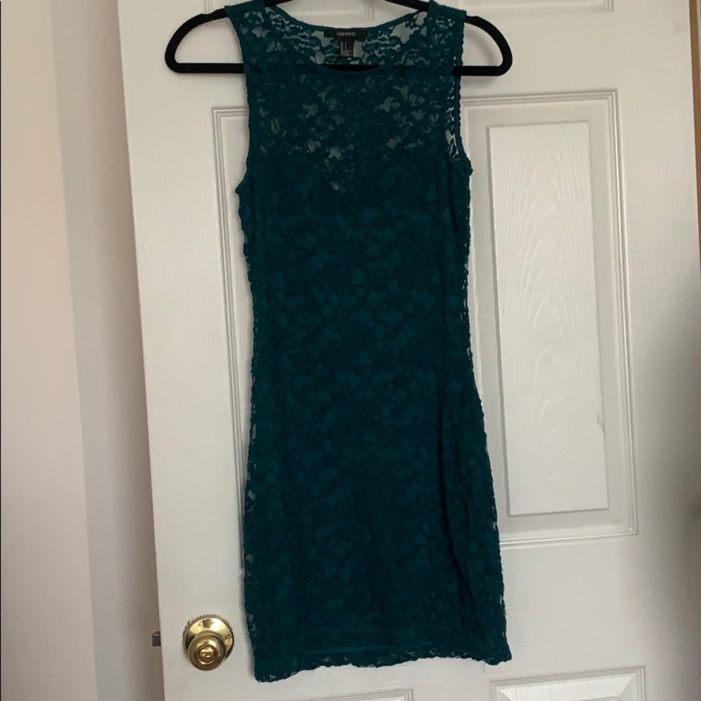 Forever 21 teal lace bodycon dress